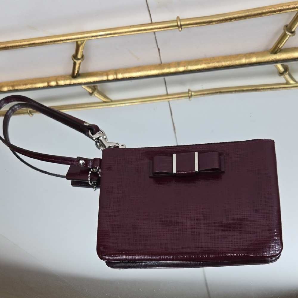 Coach Burgundy Wristlet Clutch Sleek Design